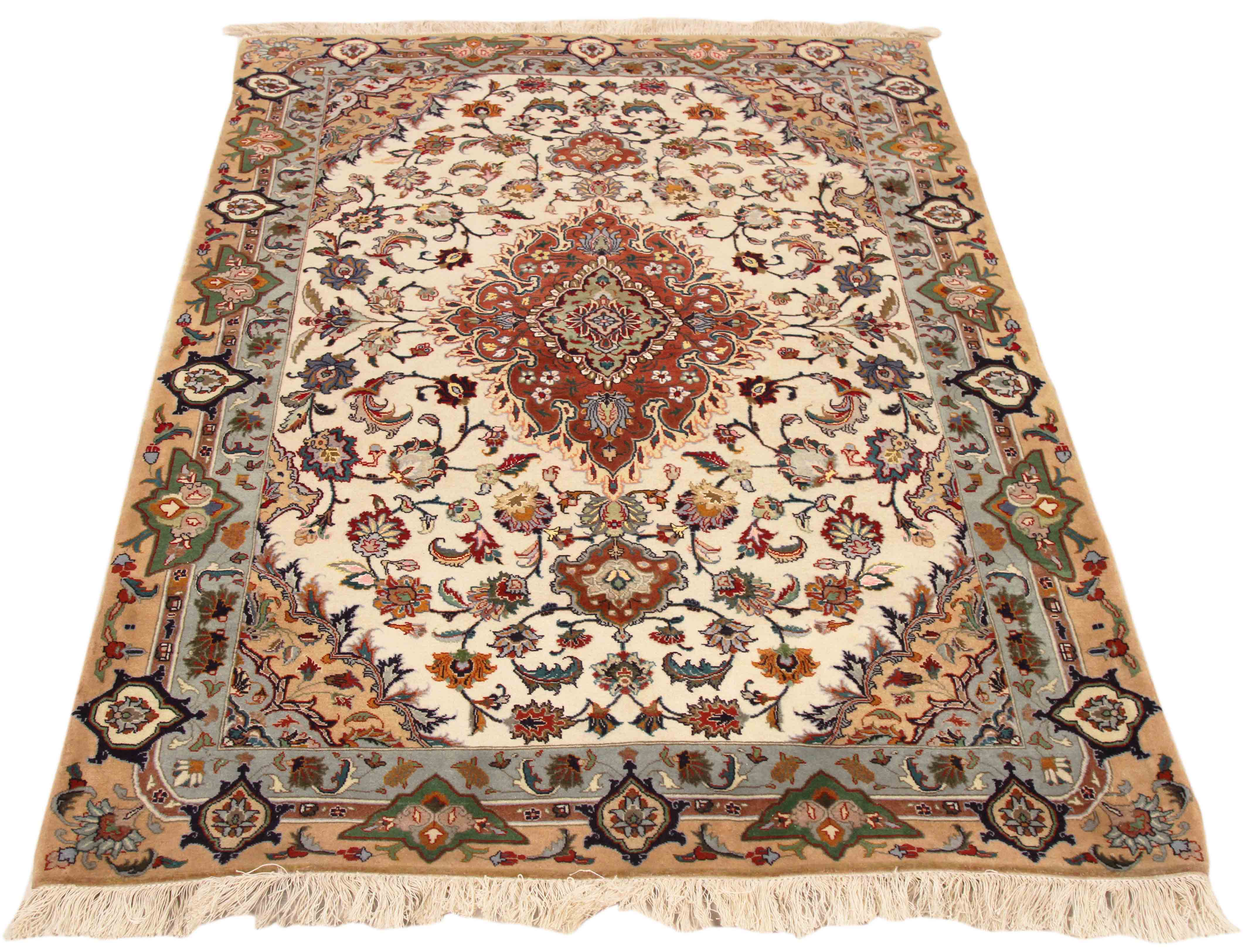 Thumbnail 10 for Antique Persian Tabriz Traditional Rug 70277