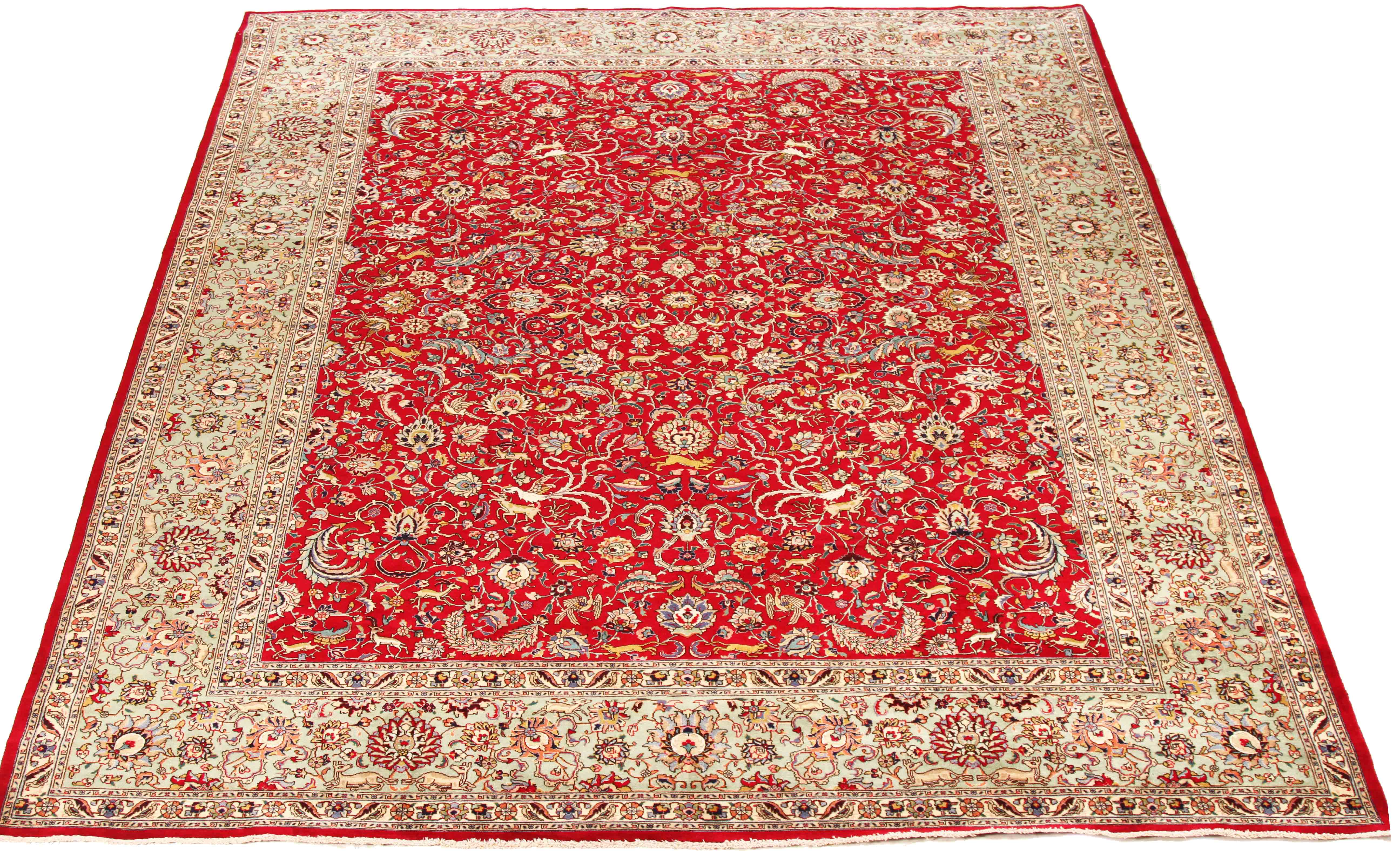 Thumbnail 3 for Antique Persian Tabriz Traditional Rug 70437