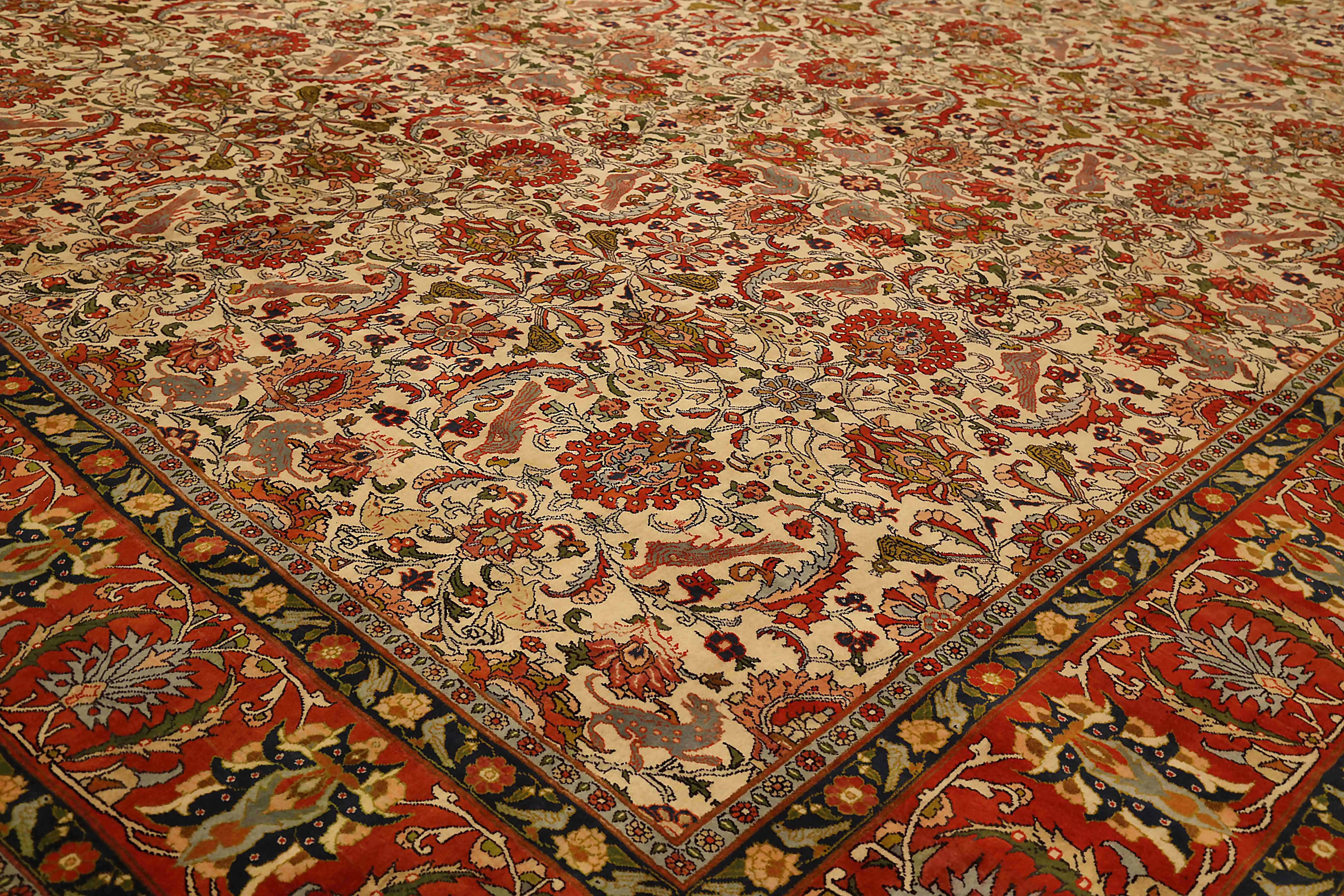 Thumbnail 4 for Antique Persian Varamin Traditional Rug 71982