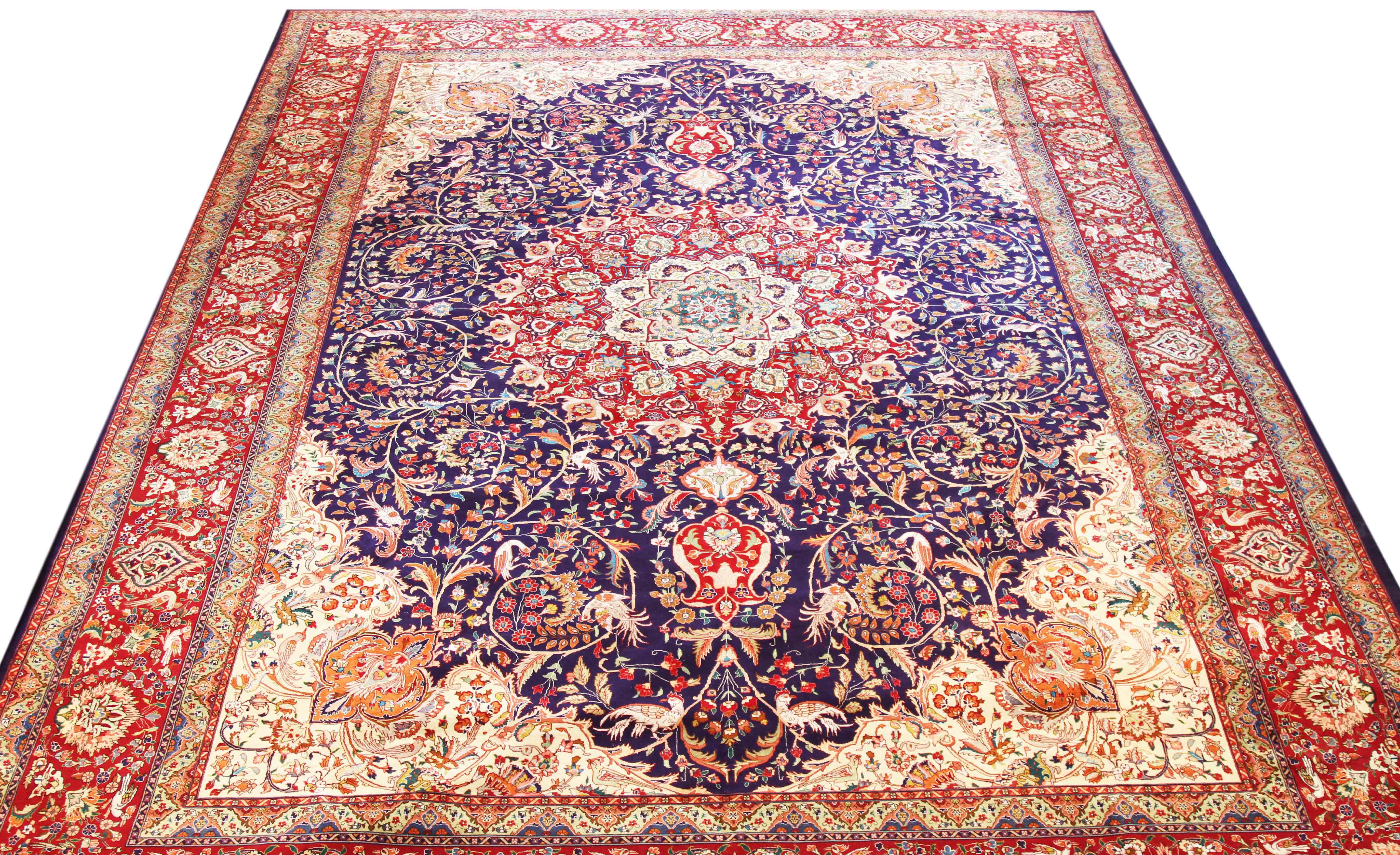 Thumbnail 4 for Antique Persian Tabriz Traditional Rug 70608