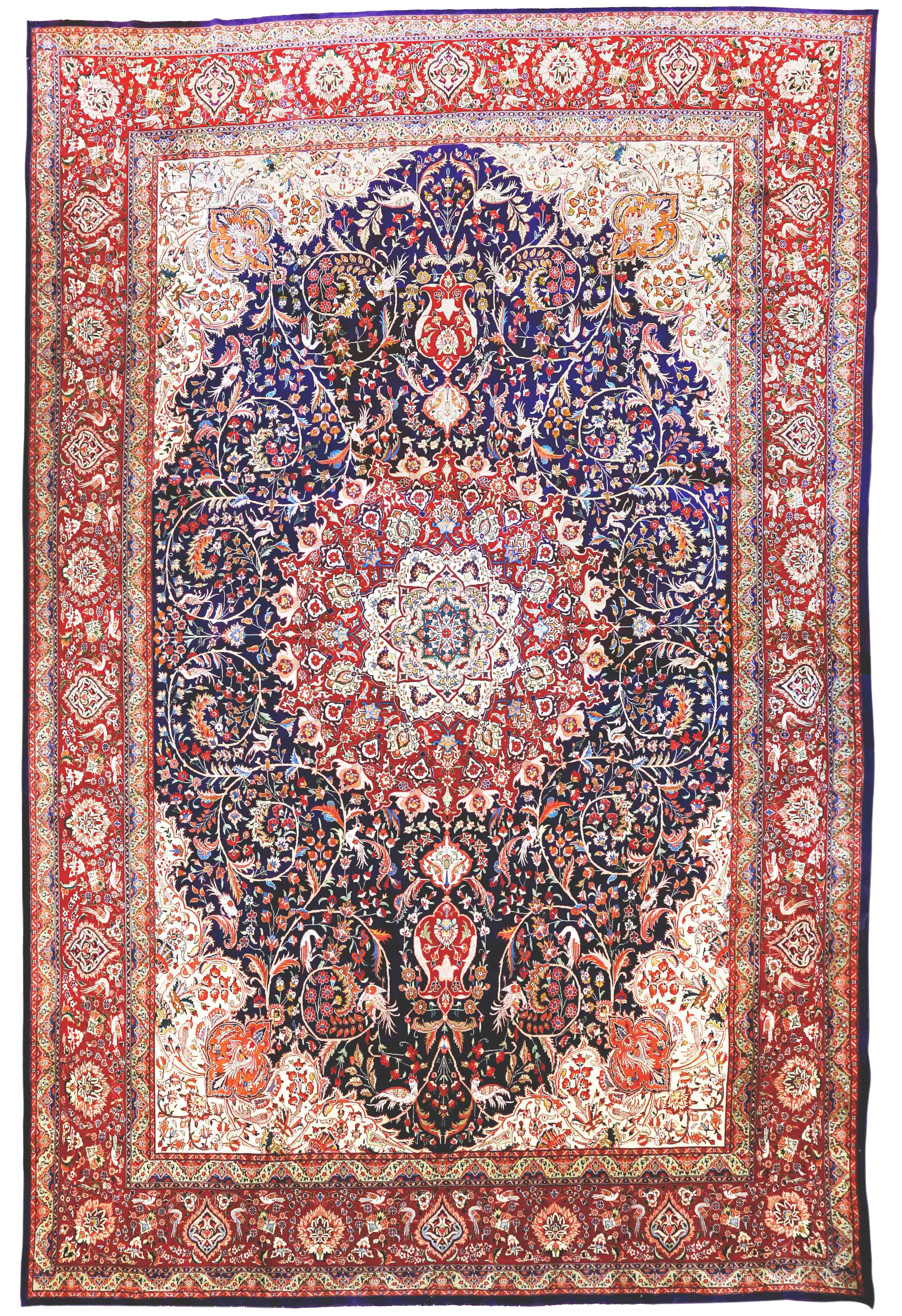 Thumbnail 2 for Antique Persian Tabriz Traditional Rug 70608