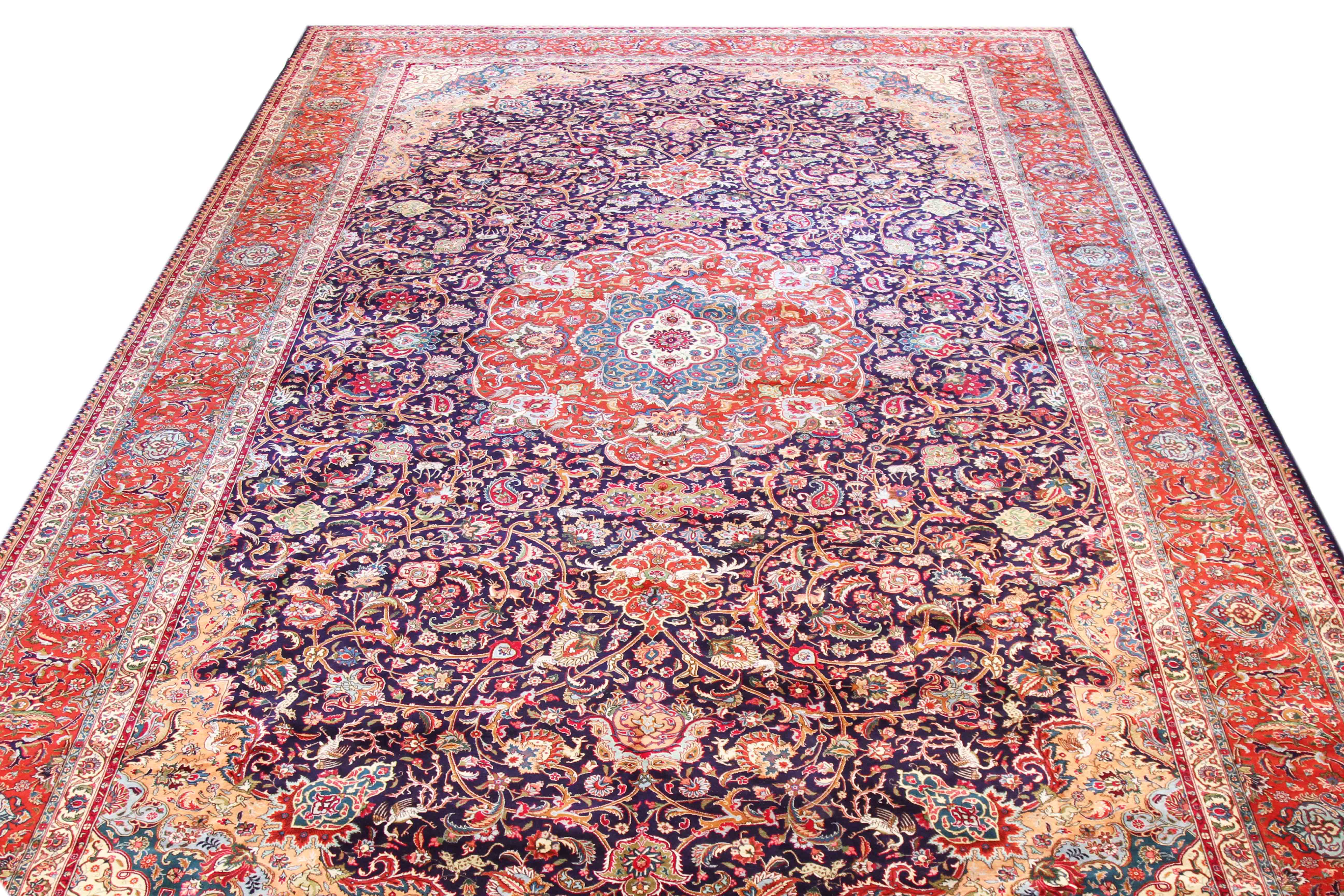 Thumbnail 4 for Antique Persian Tabriz Traditional Rug 70618