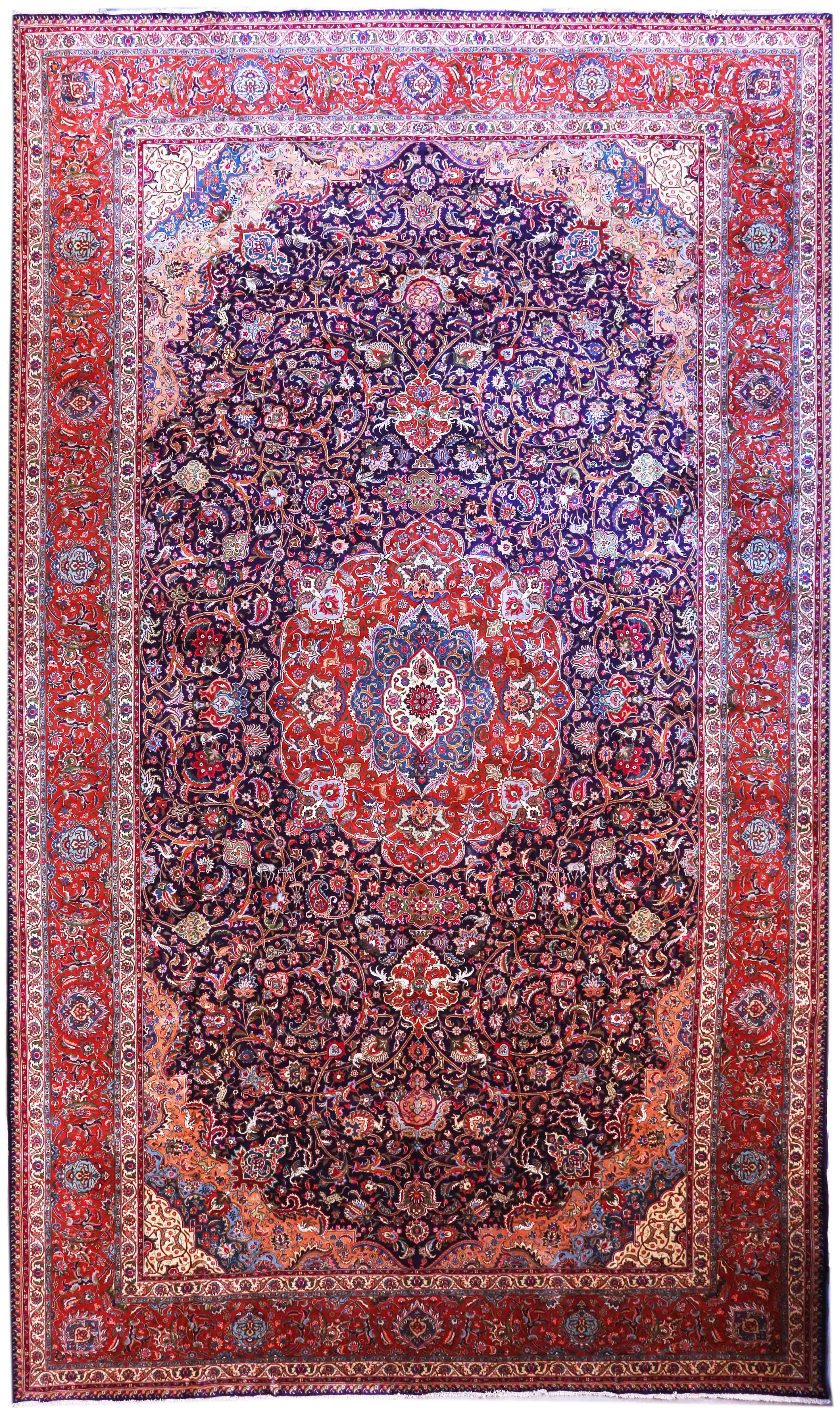 Thumbnail 2 for Antique Persian Tabriz Traditional Rug 70618