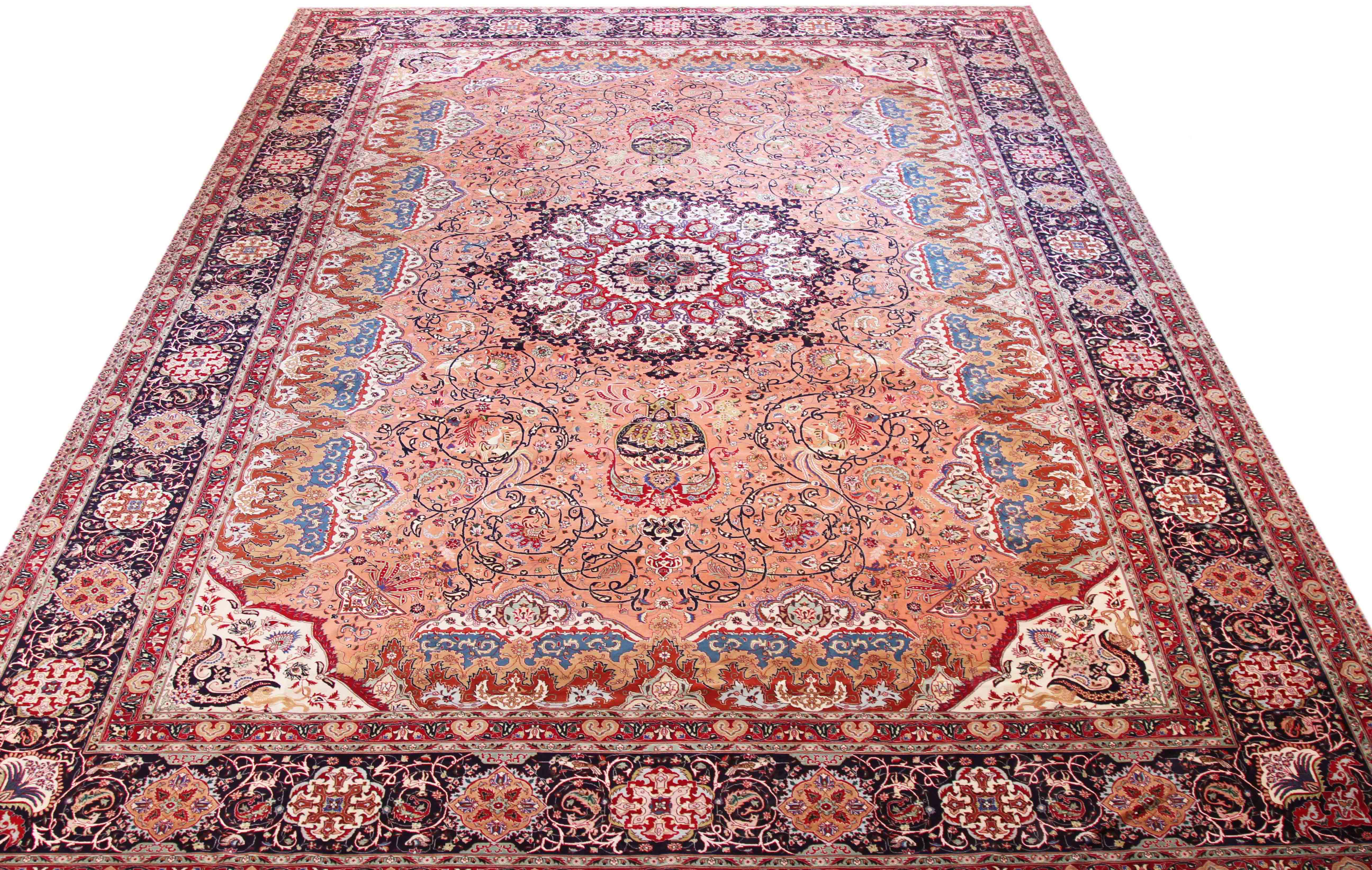 Thumbnail 3 for Antique Persian Tabriz Traditional Rug 70605
