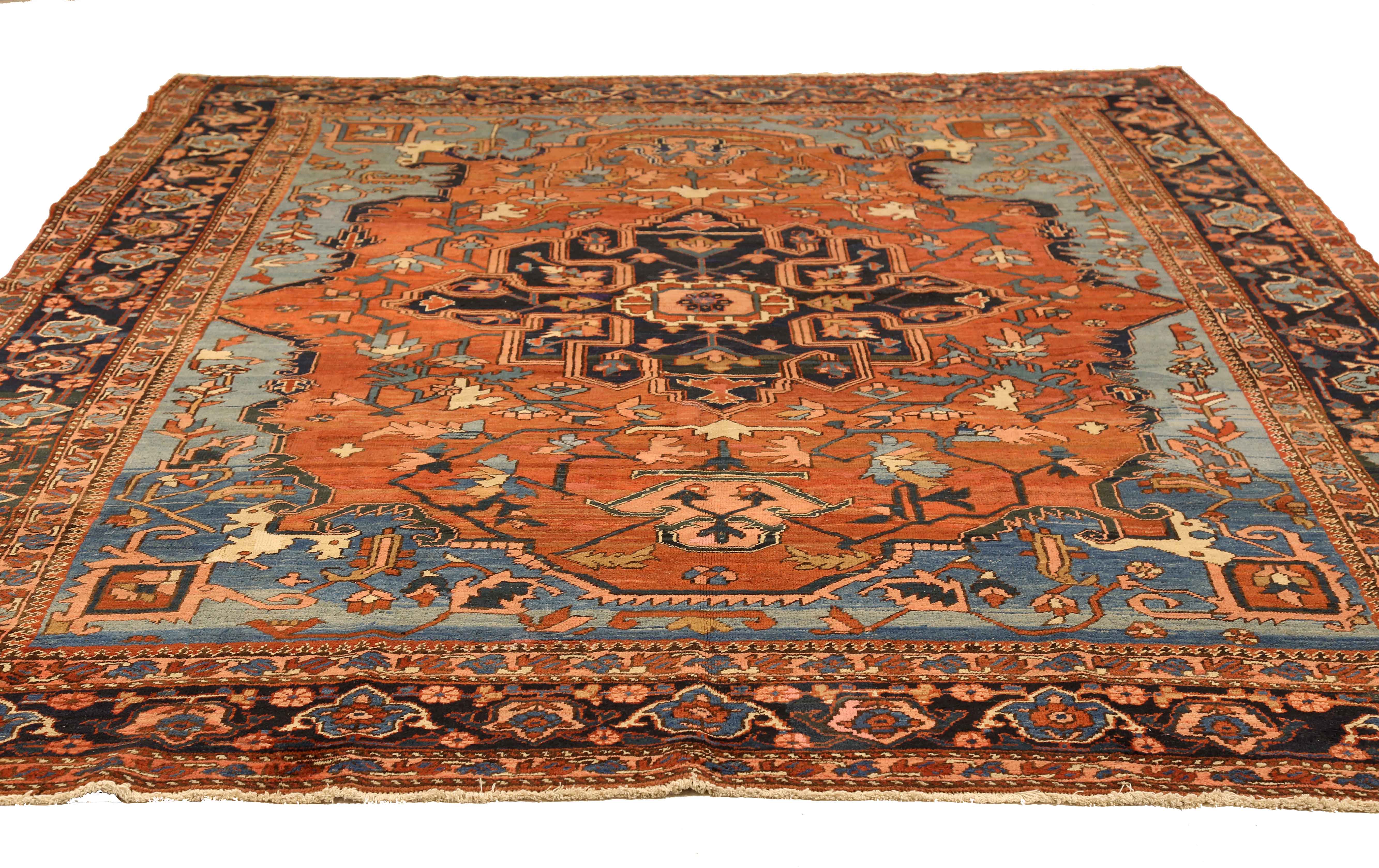 Thumbnail 12 for Antique Persian Heriz Traditional Rug 10774