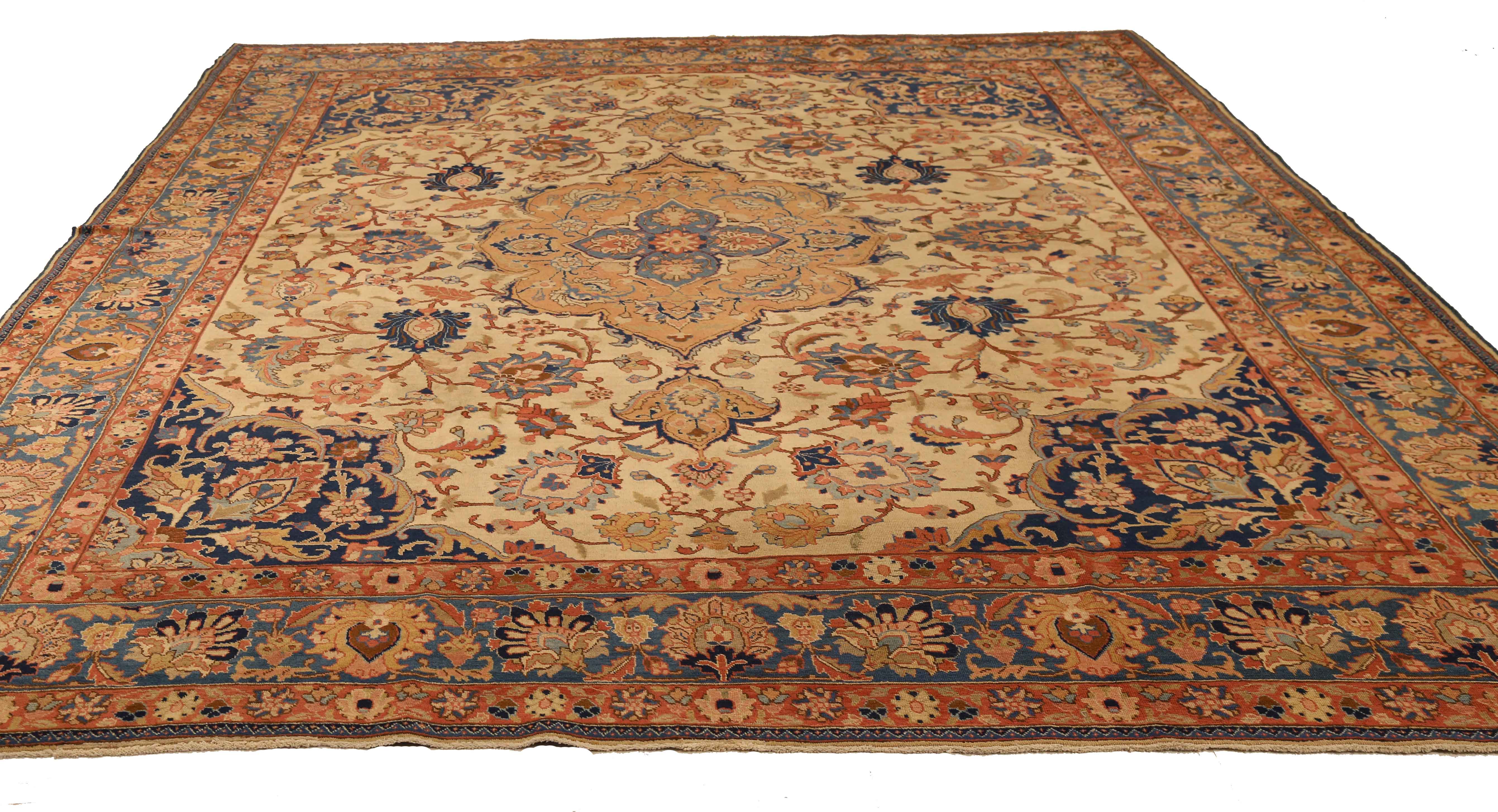 Thumbnail 11 for Antique Persian Tabriz Traditional Rug 10778