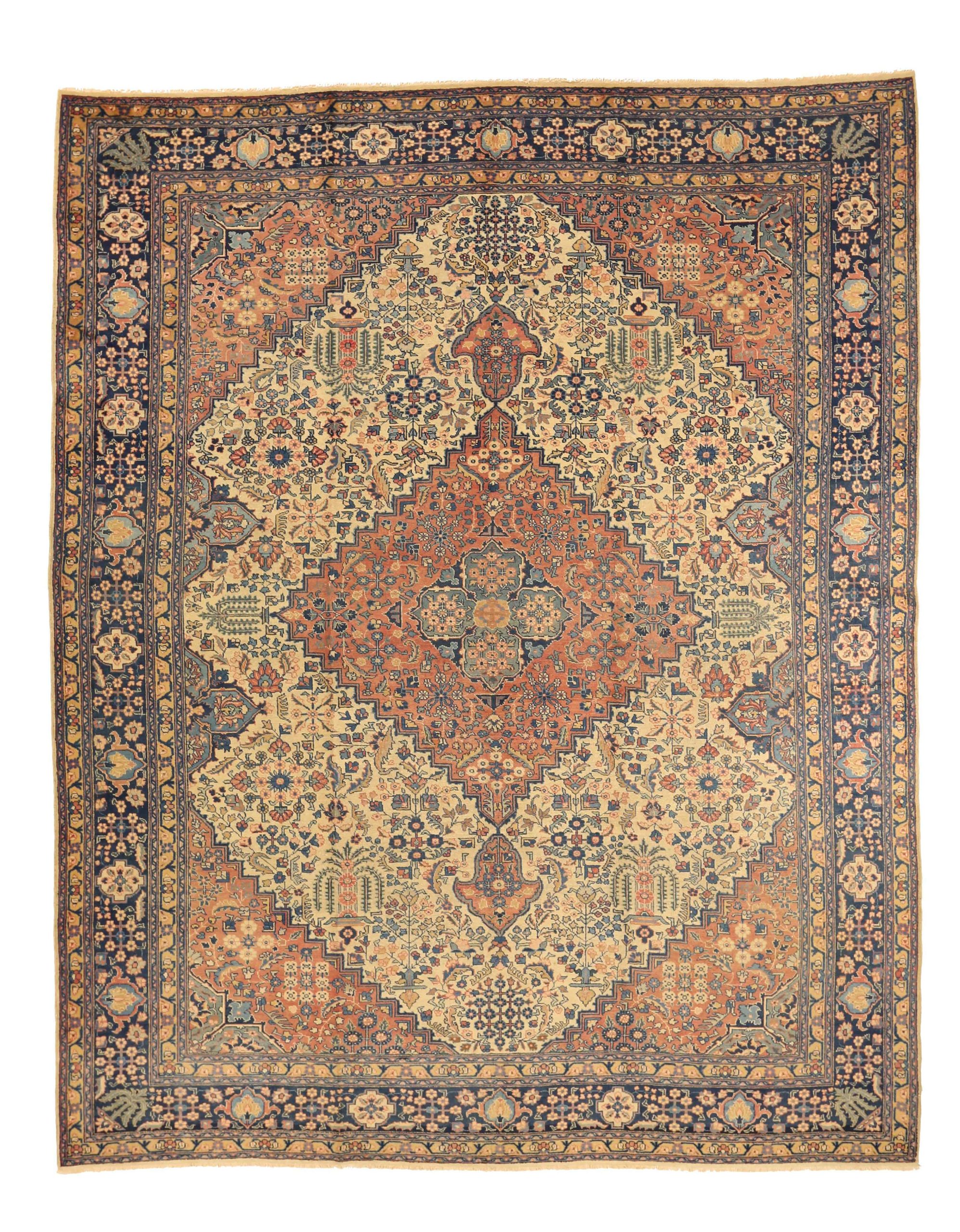Thumbnail 6 for Antique Persian Tabriz Traditional Rug 10858