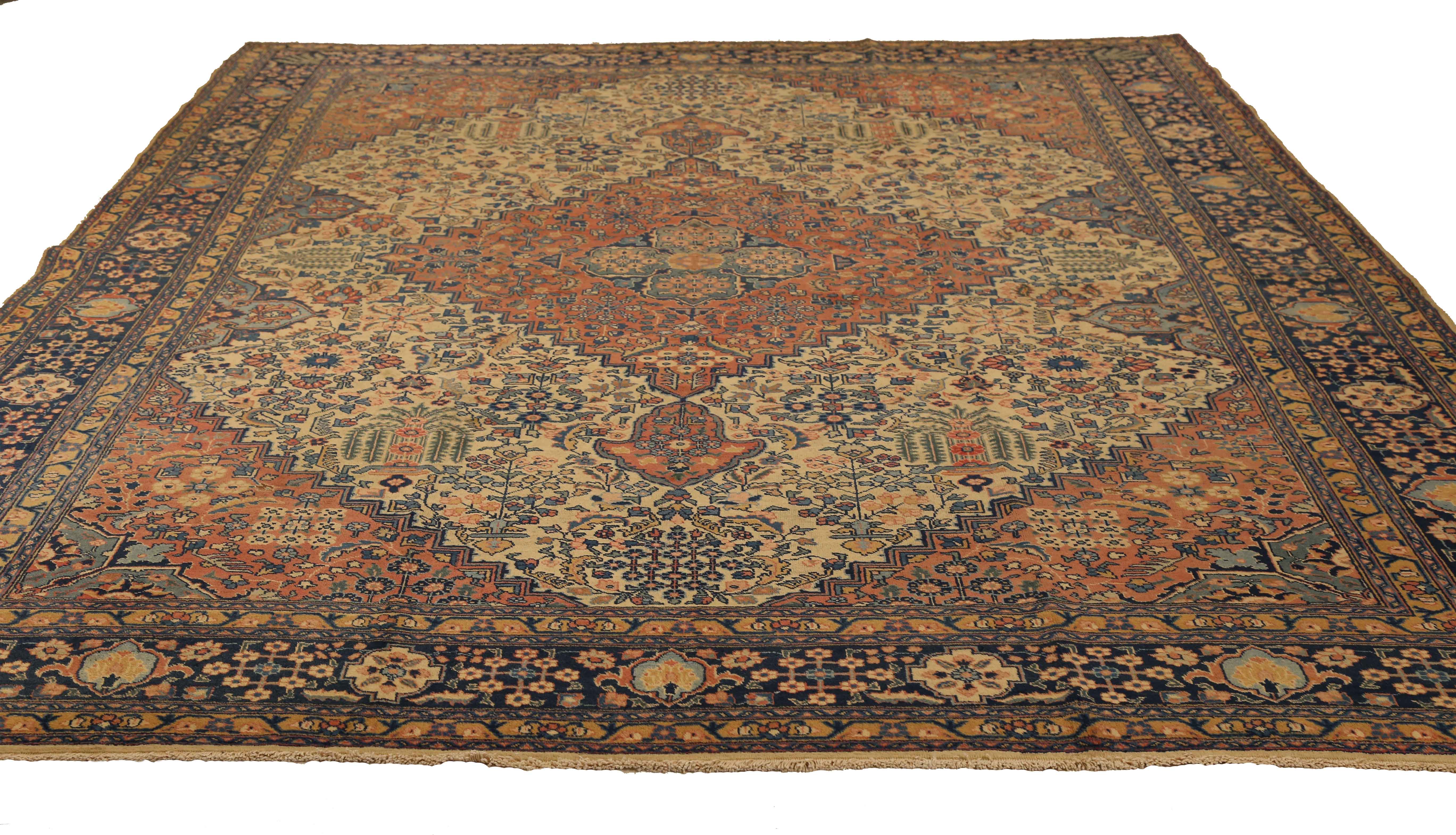 Thumbnail 11 for Antique Persian Tabriz Traditional Rug 10858