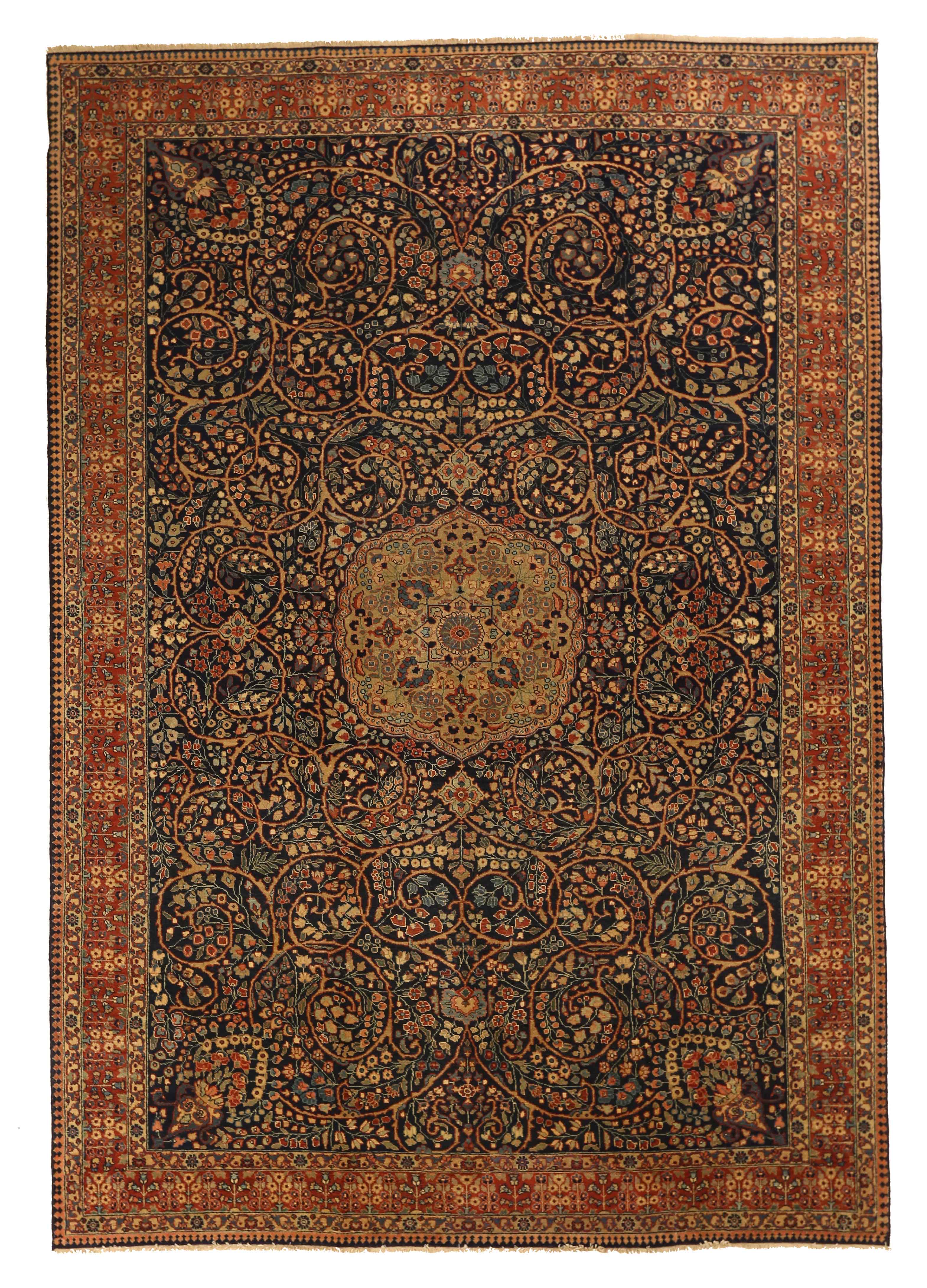 Thumbnail 3 for Antique Persian Tabriz Traditional Rug 10910
