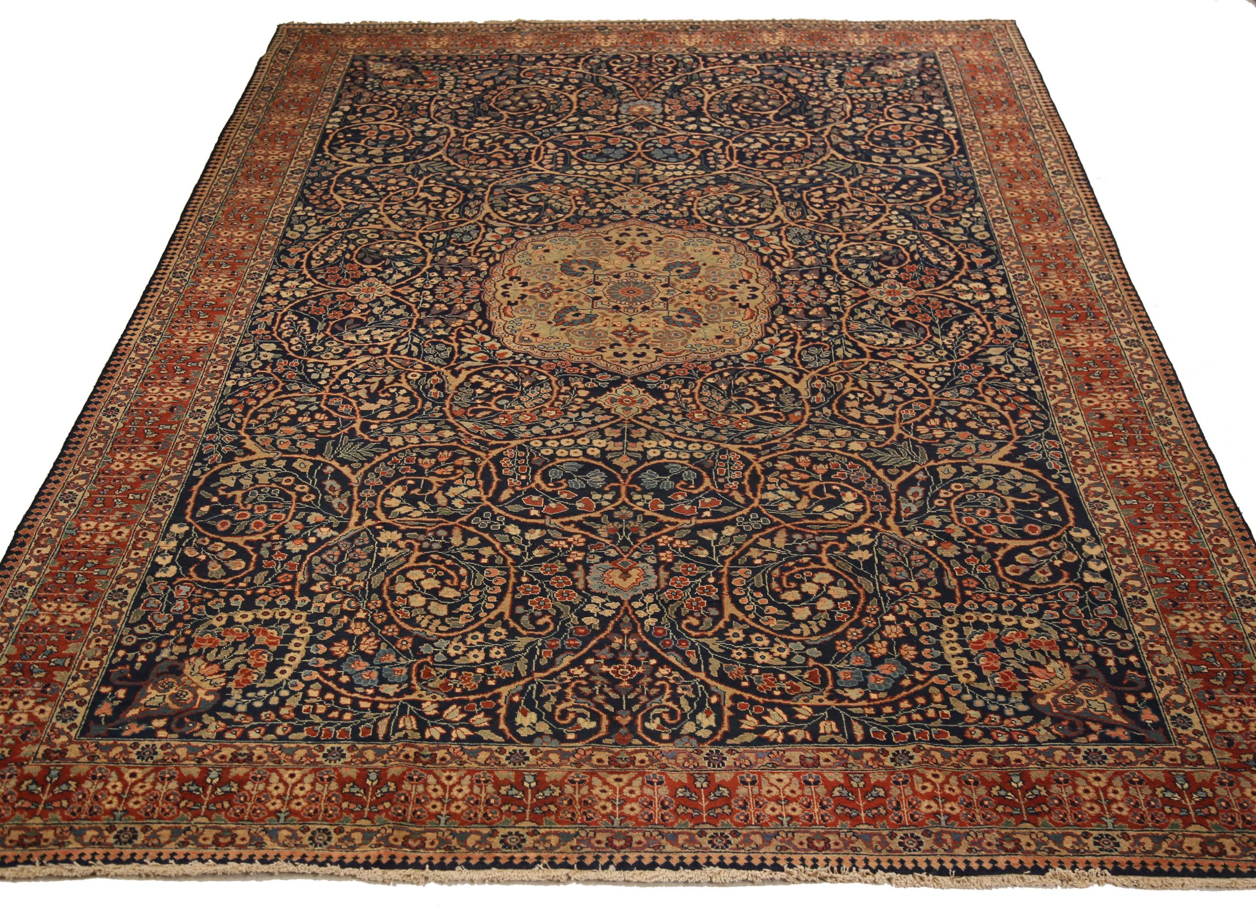 Thumbnail 6 for Antique Persian Tabriz Traditional Rug 10910