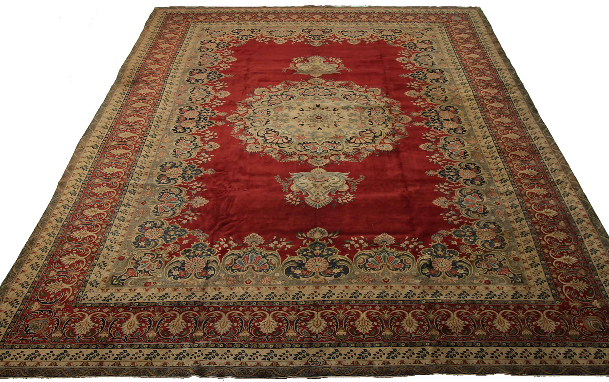 Thumbnail 5 for Antique Persian Tabriz Traditional Rug 88846