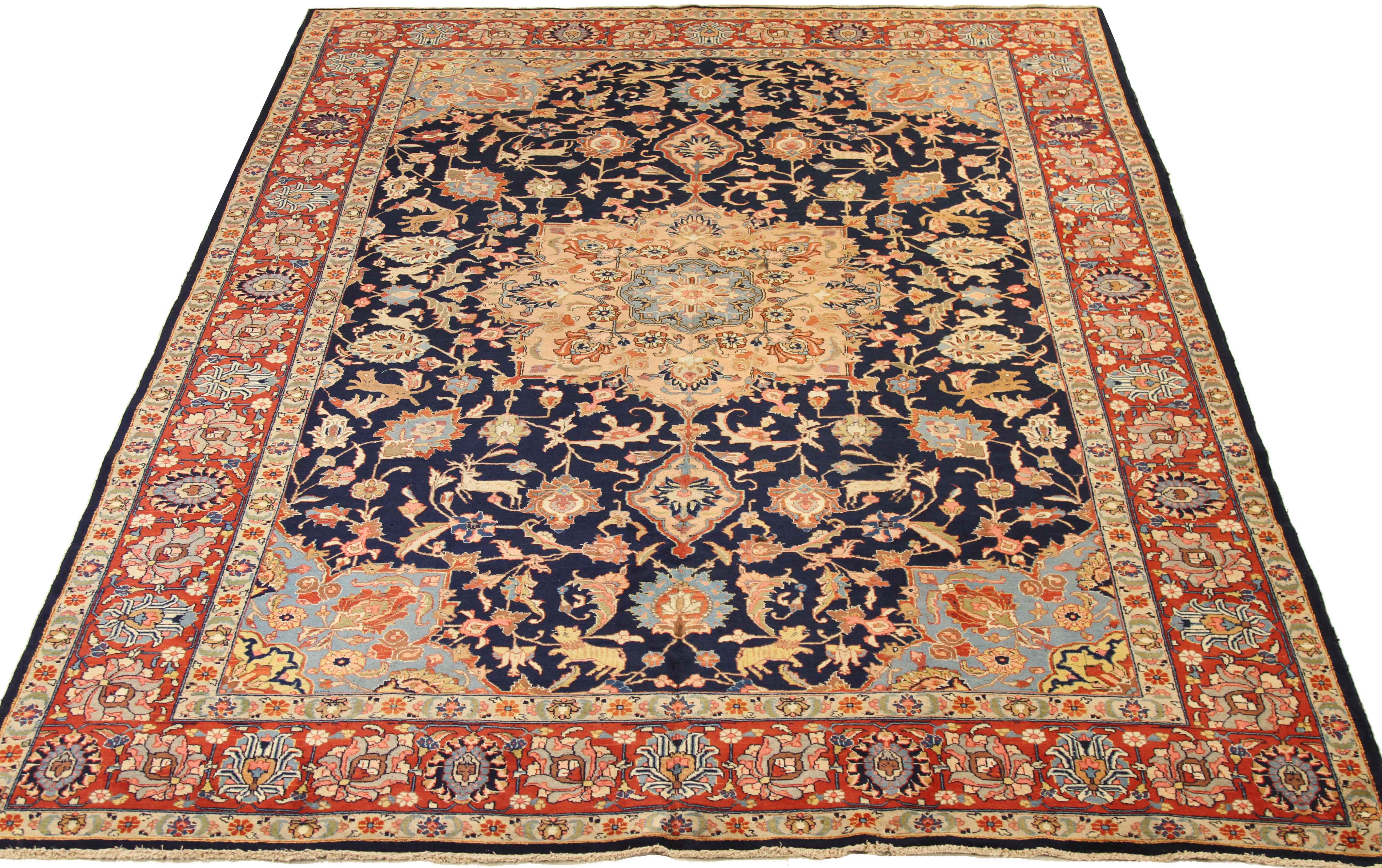 Thumbnail 3 for Antique Persian Tabriz Traditional Rug 71677