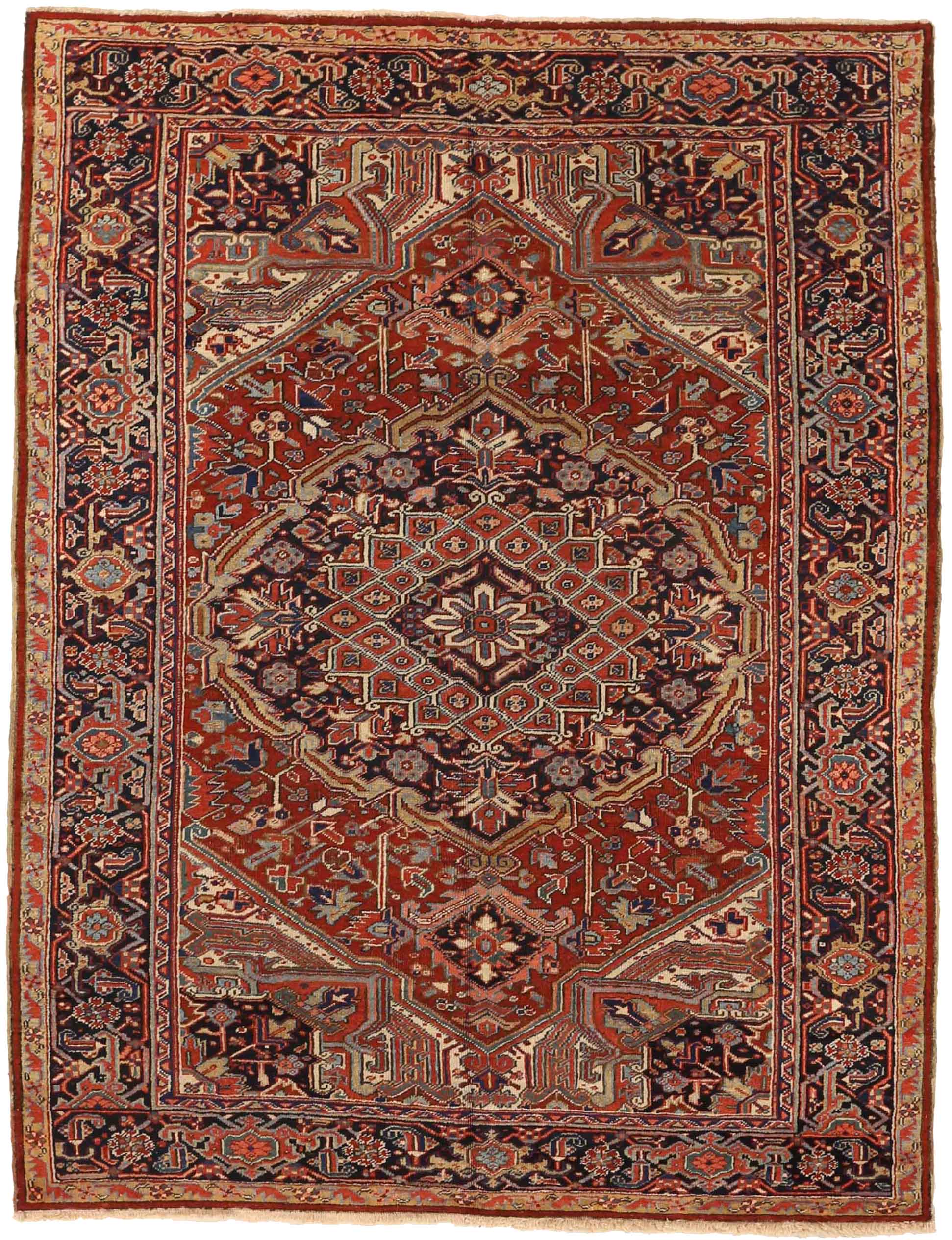 Thumbnail 10 for Antique Persian Heriz Traditional Rug 72151