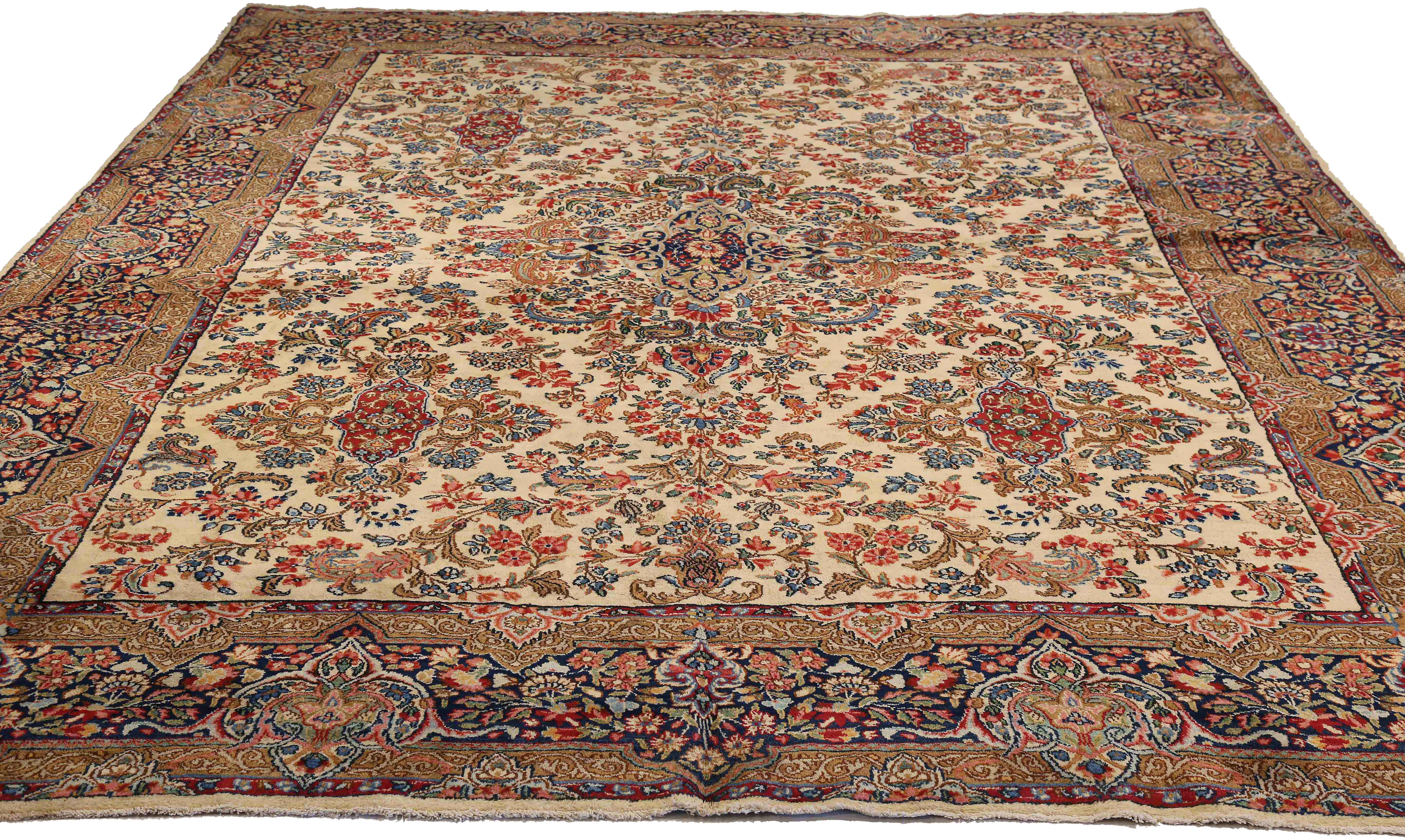 Thumbnail 2 for Antique Persian Kerman Traditional Rug 72235