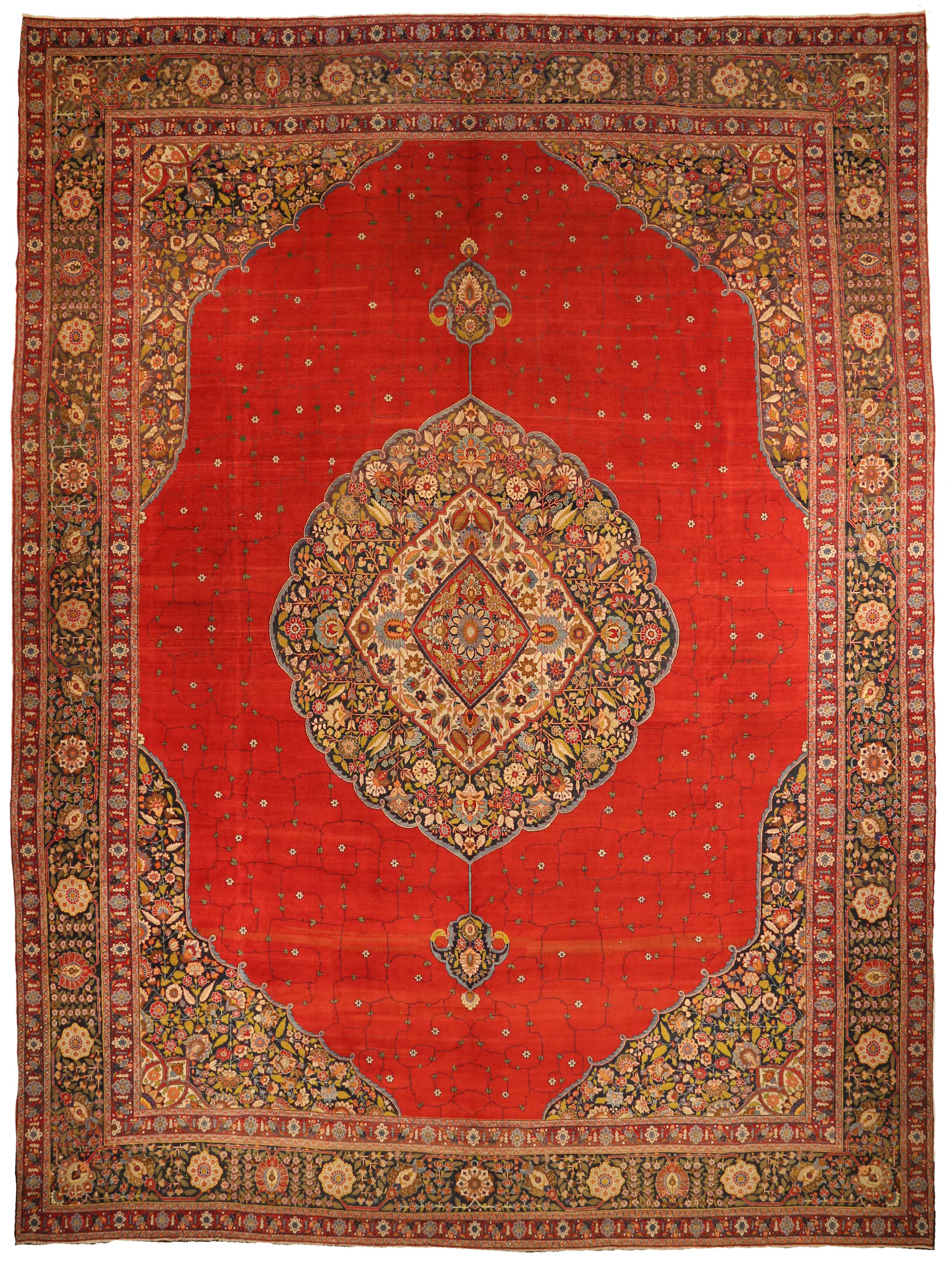 Thumbnail 2 for Antique Persian Tabriz Traditional Rug 72466