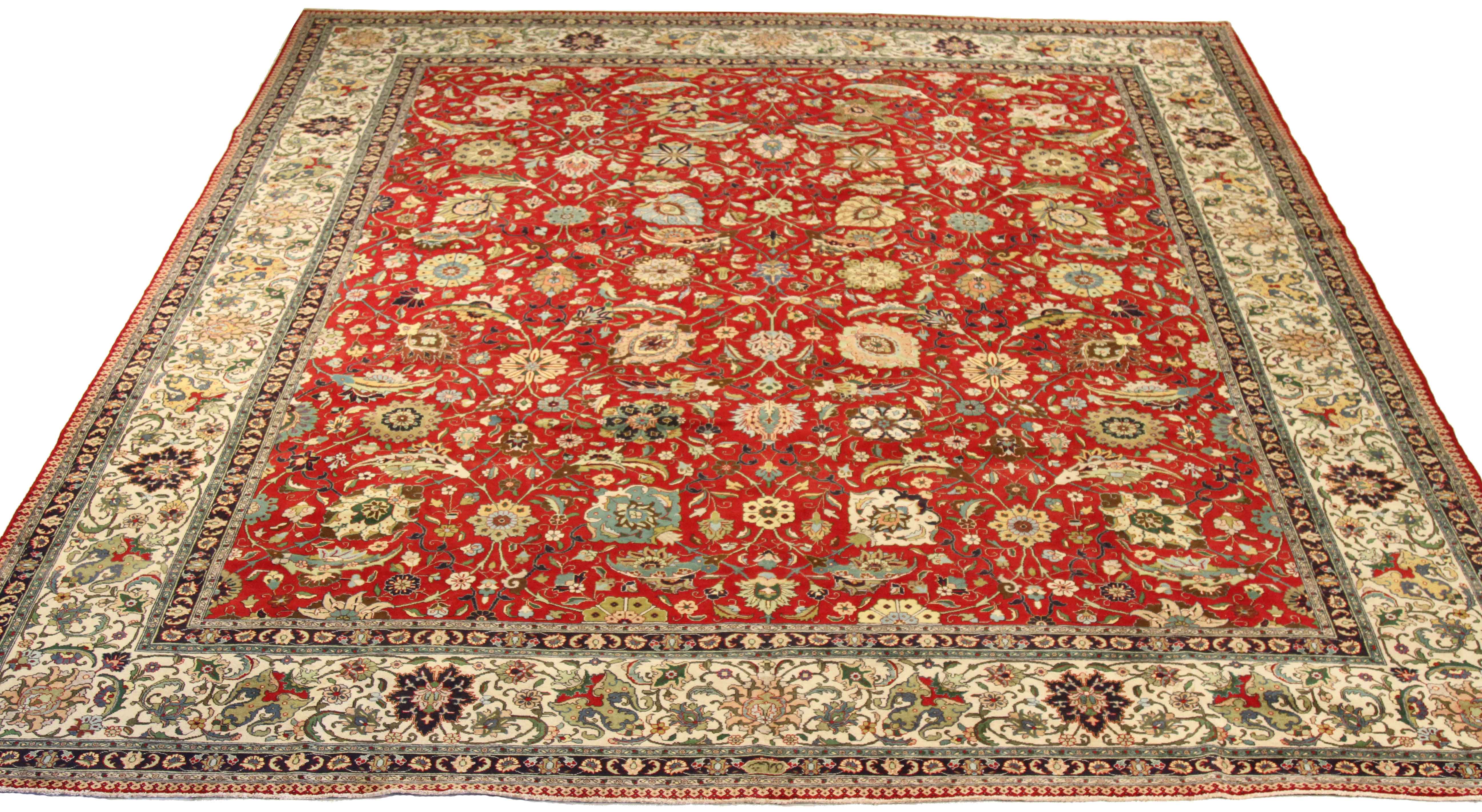 Thumbnail 8 for Antique Persian Tabriz Traditional Rug 67207
