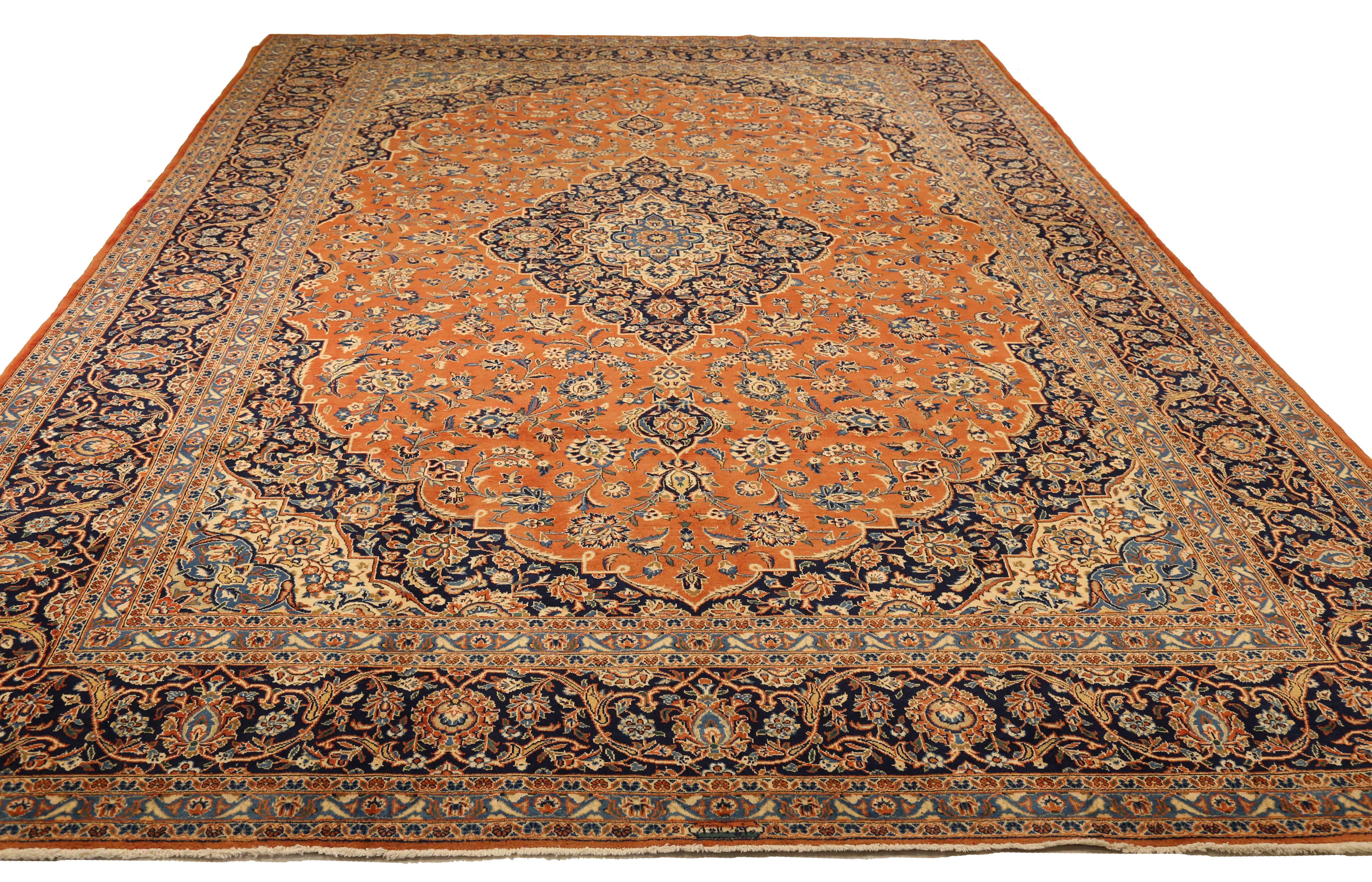 Thumbnail 3 for Antique Persian Kashan Traditional Rug 12077