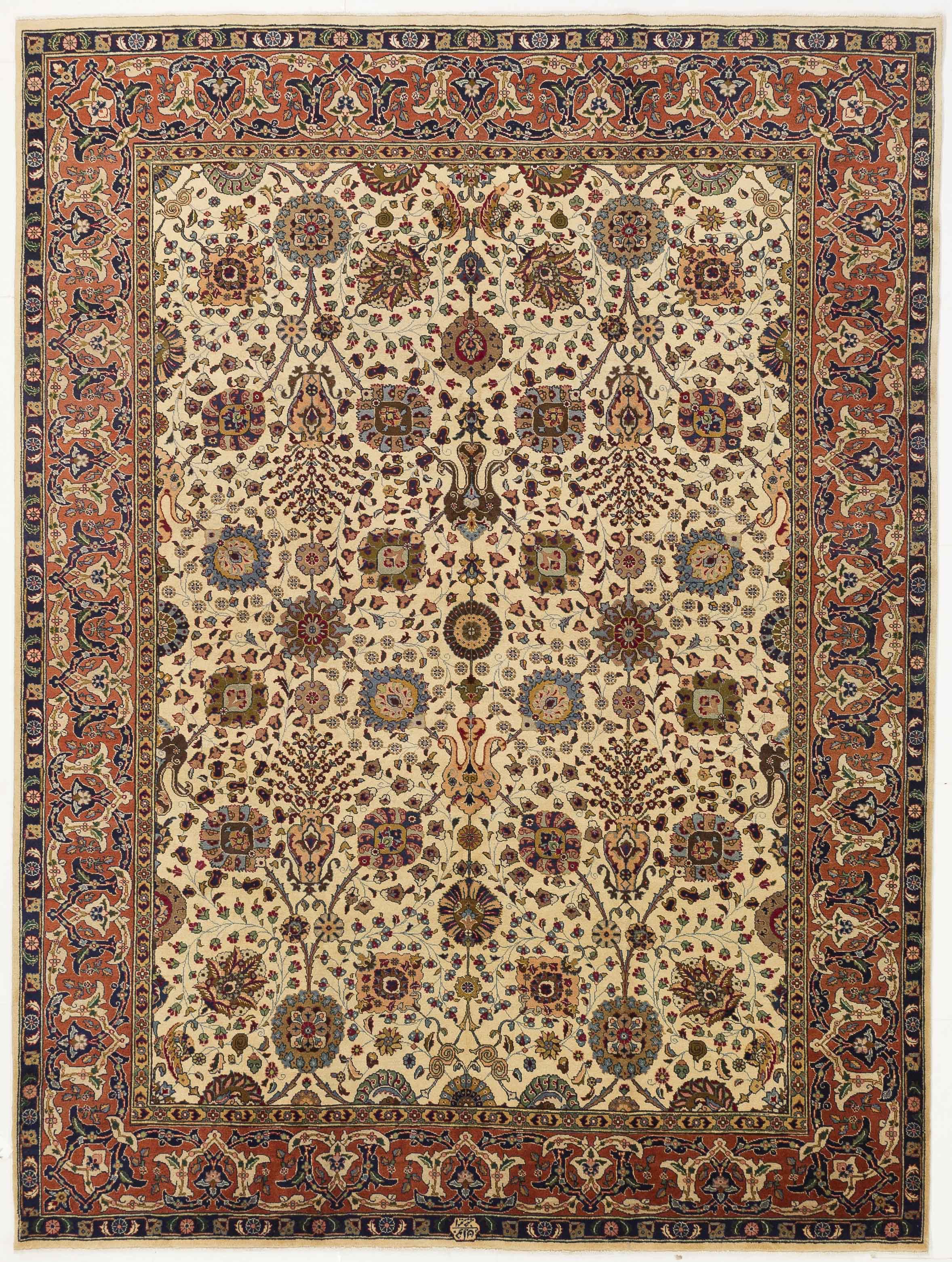 Thumbnail 4 for Antique Persian Tabriz Traditional Rug 12720