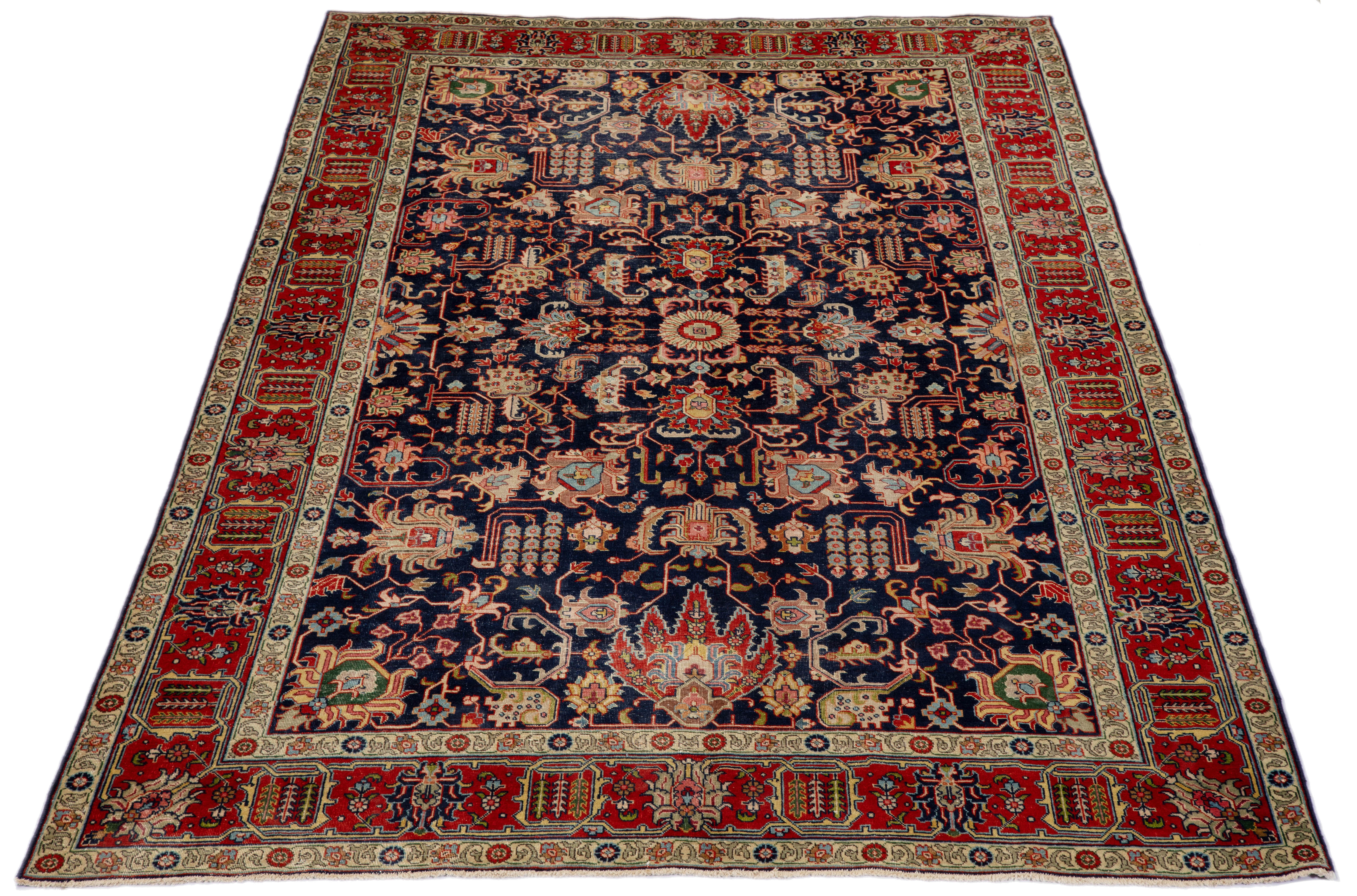 Thumbnail 8 for Antique Persian Tabriz Traditional Rug 88415