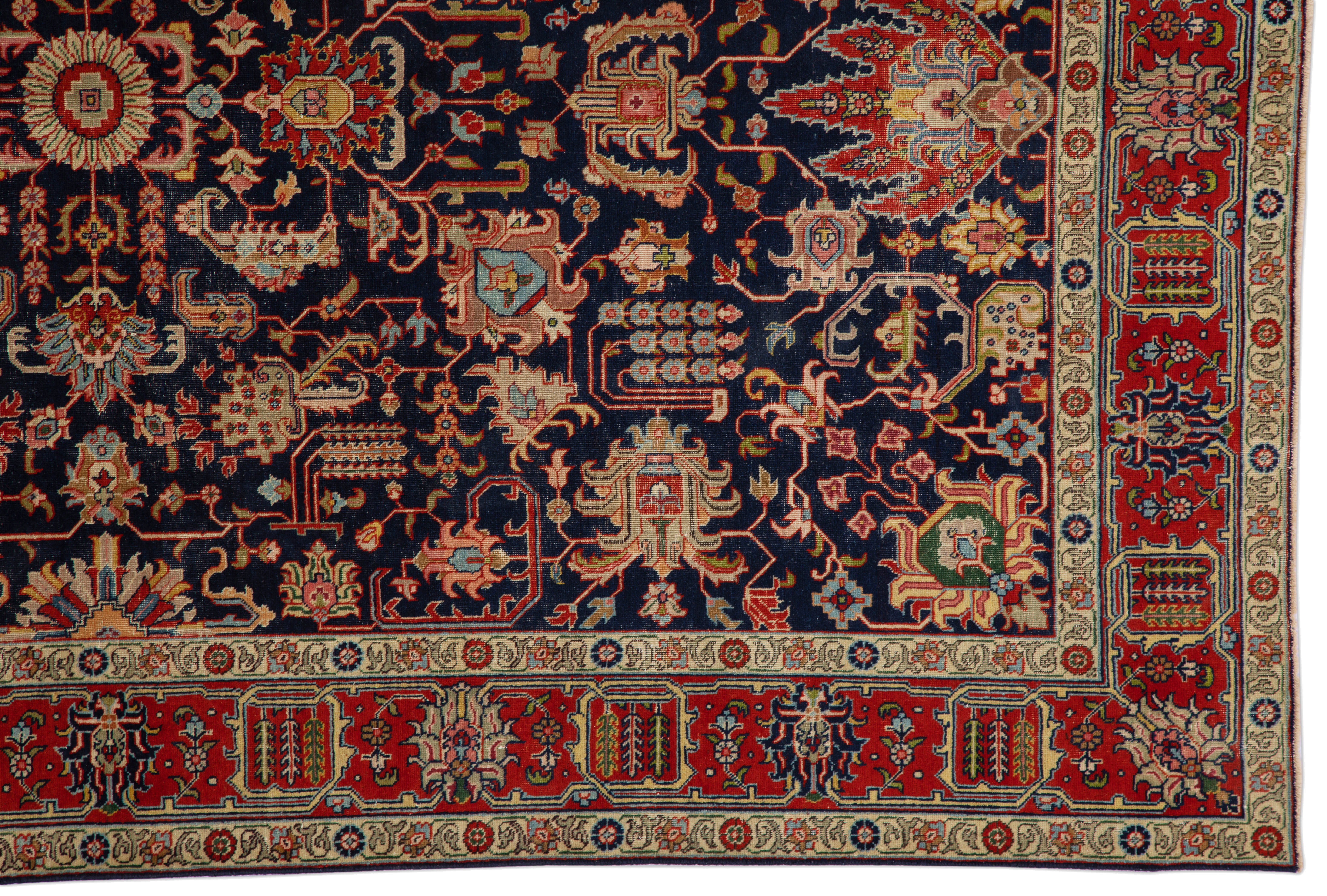 Thumbnail 6 for Antique Persian Tabriz Traditional Rug 88415