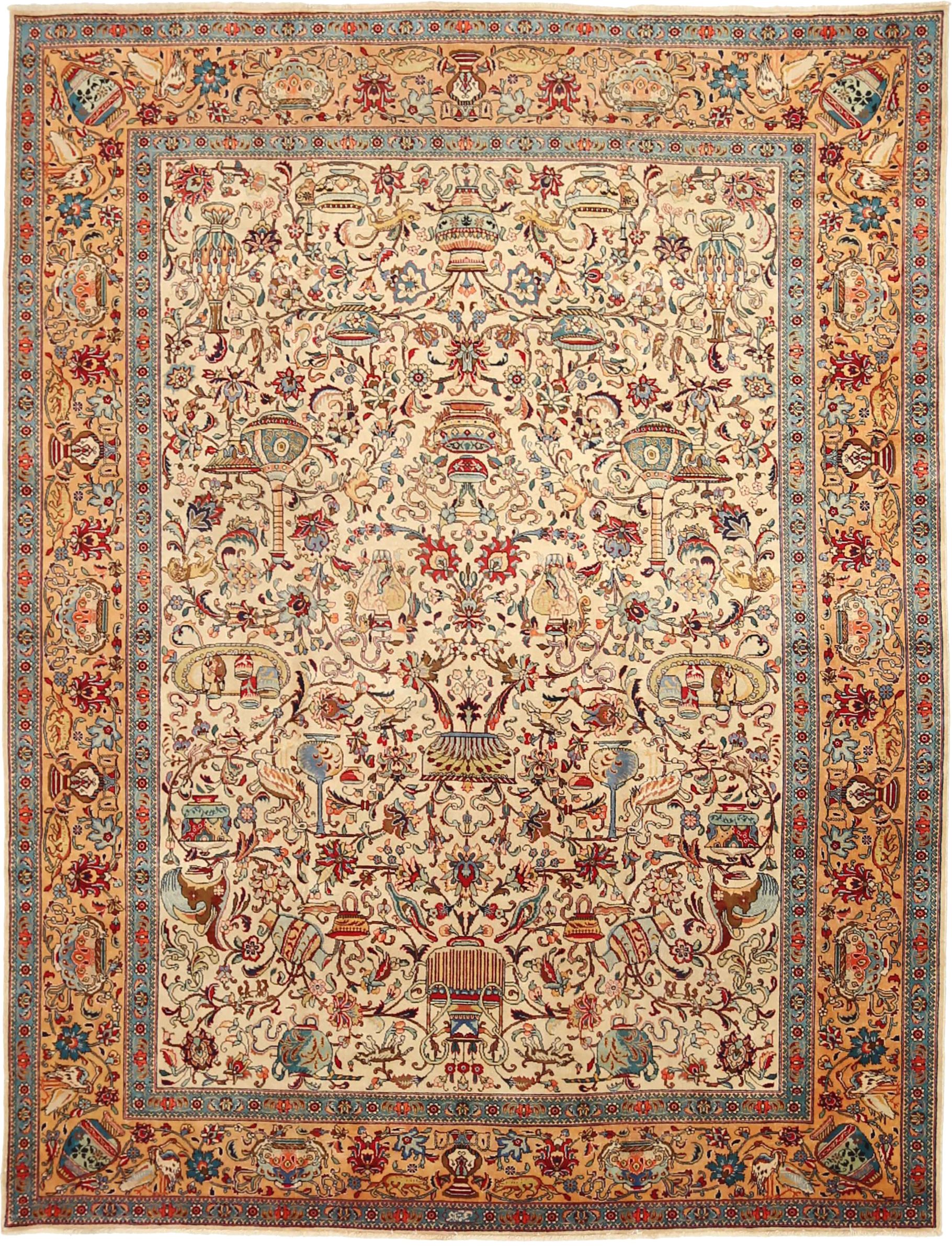 Thumbnail 5 for Antique Persian Tabriz Traditional Rug 89703