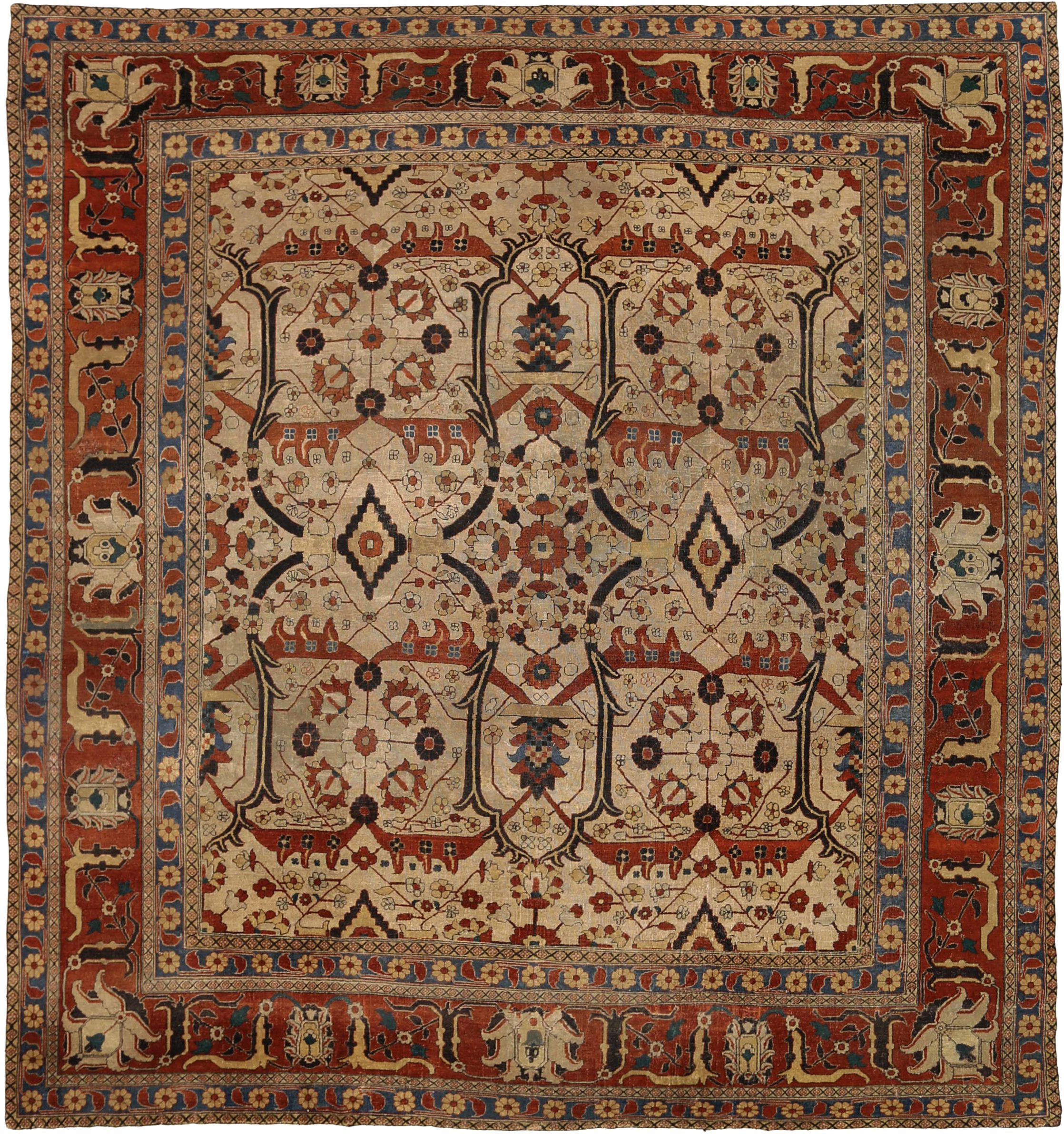 Thumbnail 4 for Antique Persian Tabriz Traditional Rug 92118