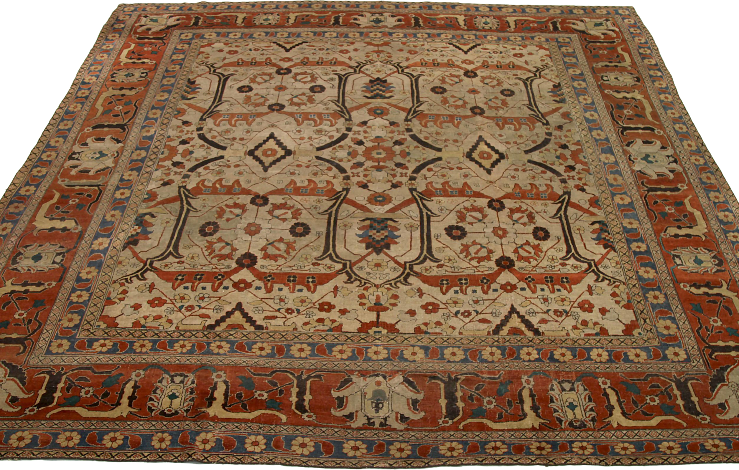 Thumbnail 3 for Antique Persian Tabriz Traditional Rug 92118