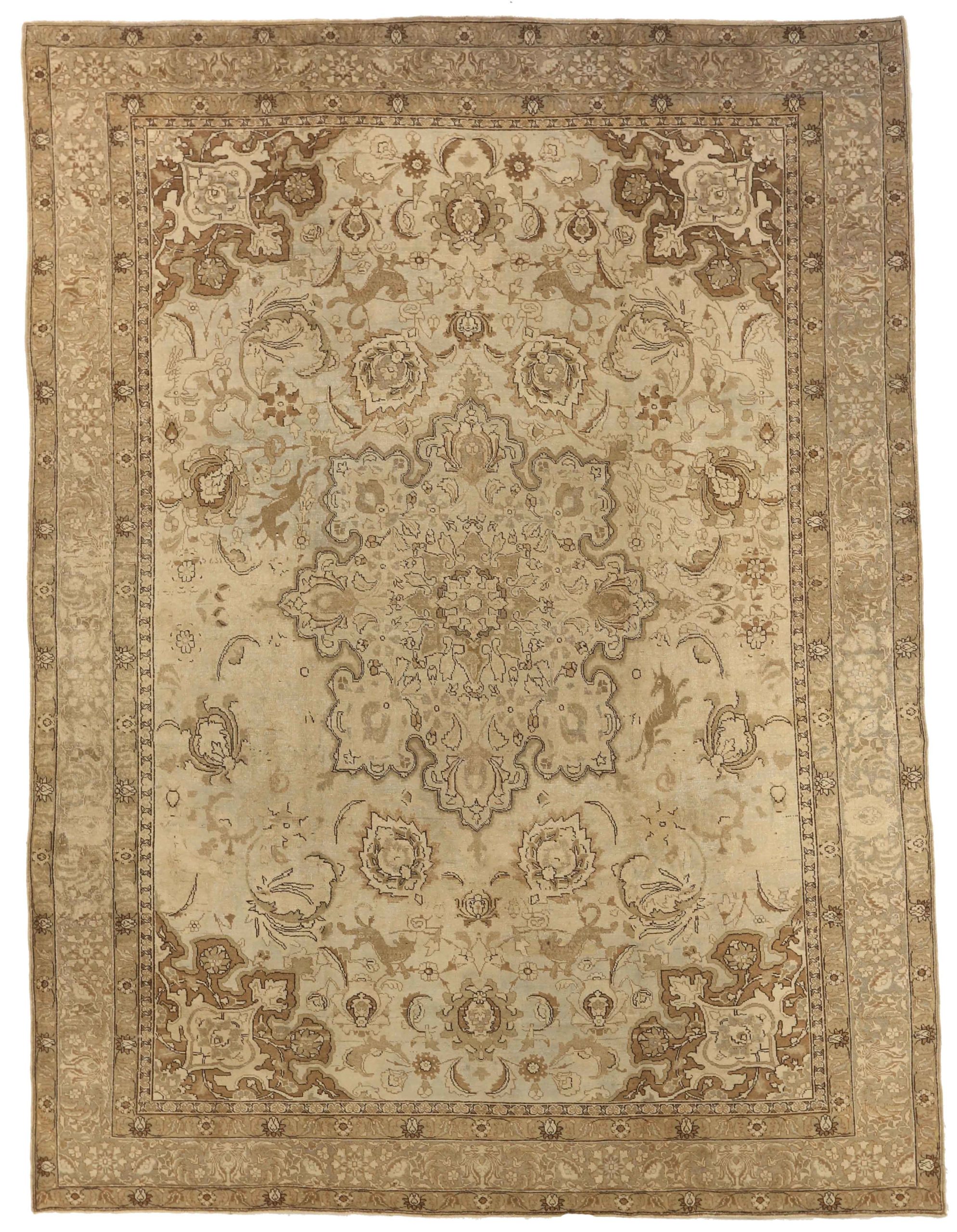 Thumbnail 3 for Antique Persian Tabriz Transitional Rug 67190