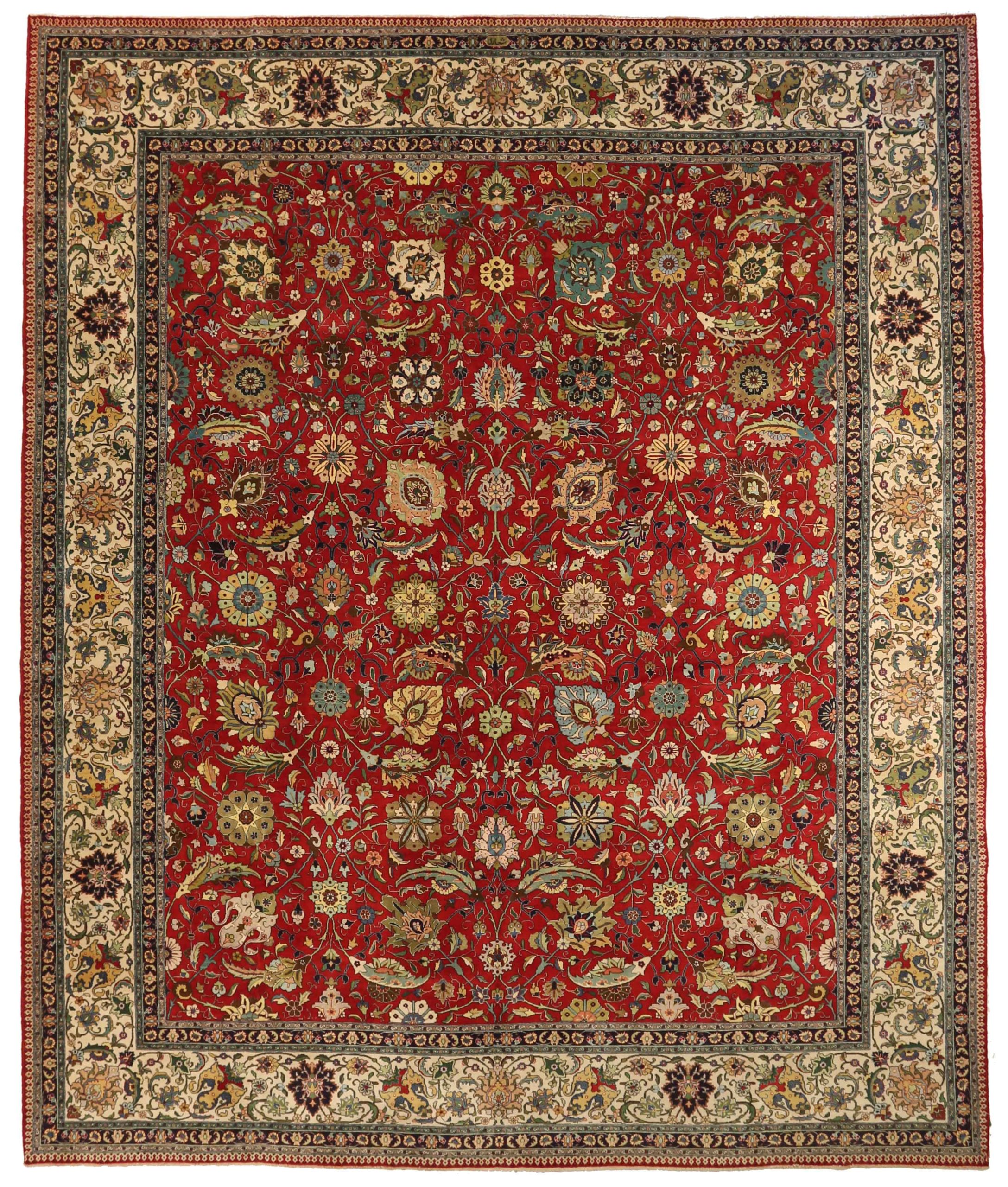 Thumbnail 3 for Antique Persian Tabriz Traditional Rug 67207