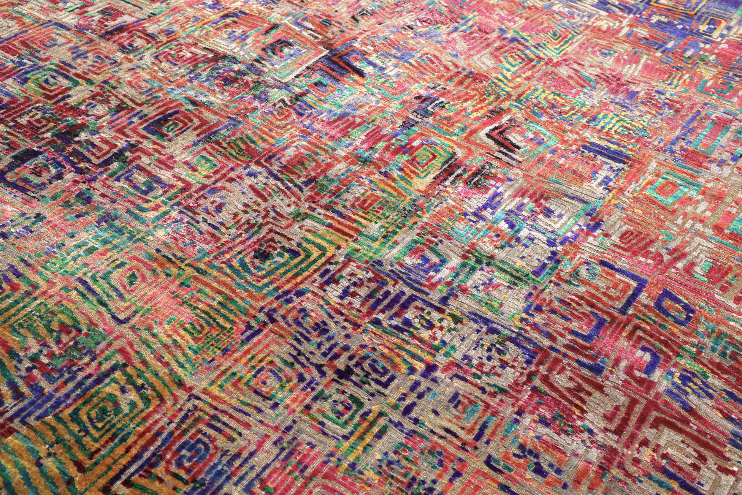 Thumbnail 4 for India Sari Silk Modern / Contemporary Rug 94134