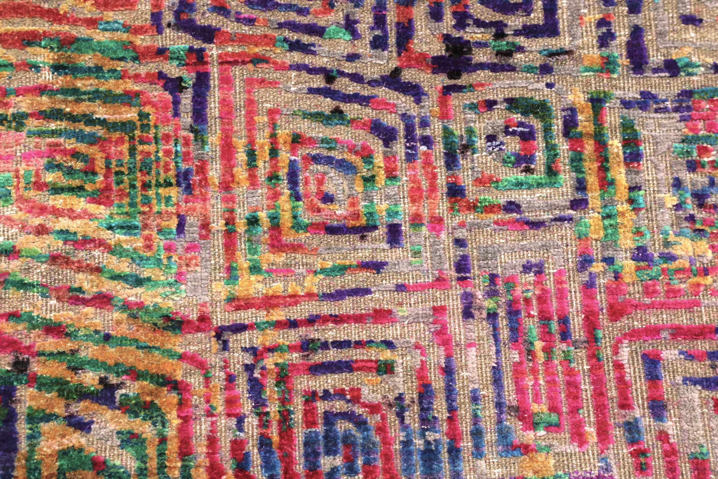 Thumbnail 6 for India Sari Silk Modern / Contemporary Rug 94134