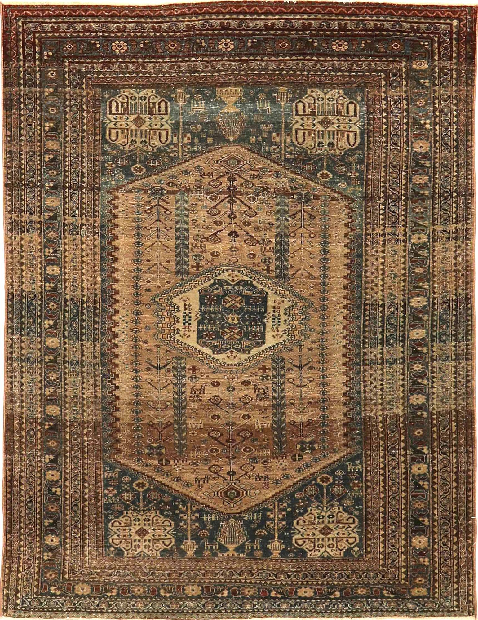 Thumbnail 2 for Antique Persian Tabriz Traditional Rug 93397