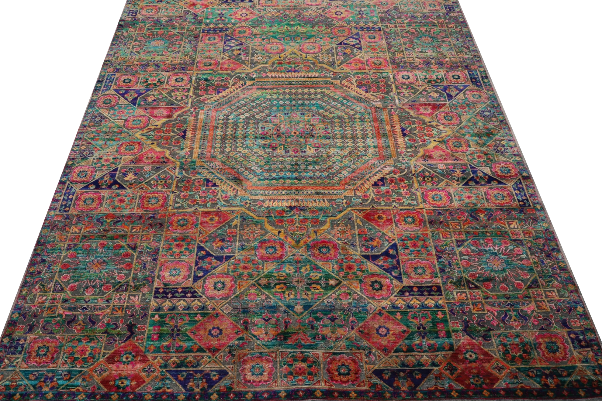 Thumbnail 4 for India Sari Silk Traditional Rug 94160